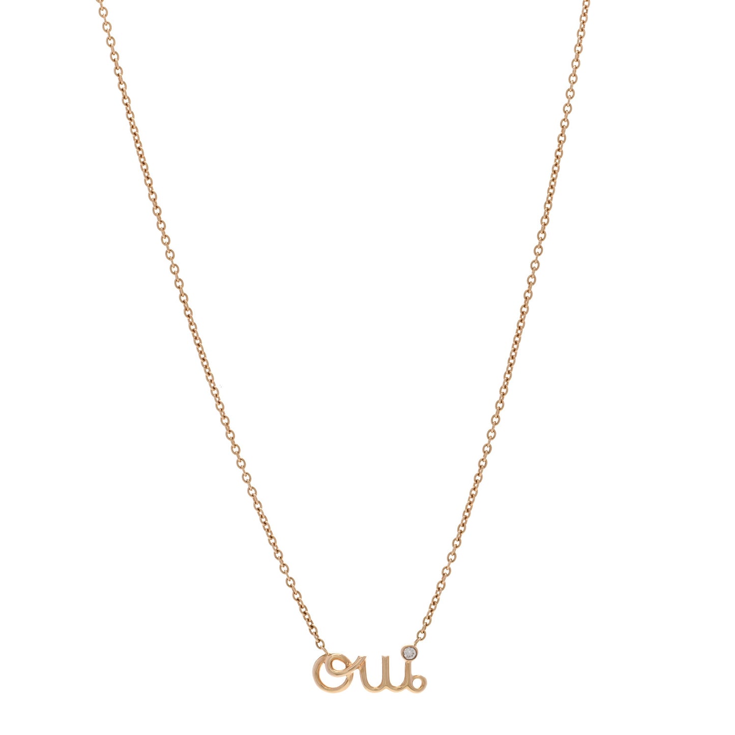 18K Yellow Gold Diamond Oui Pendant Necklace