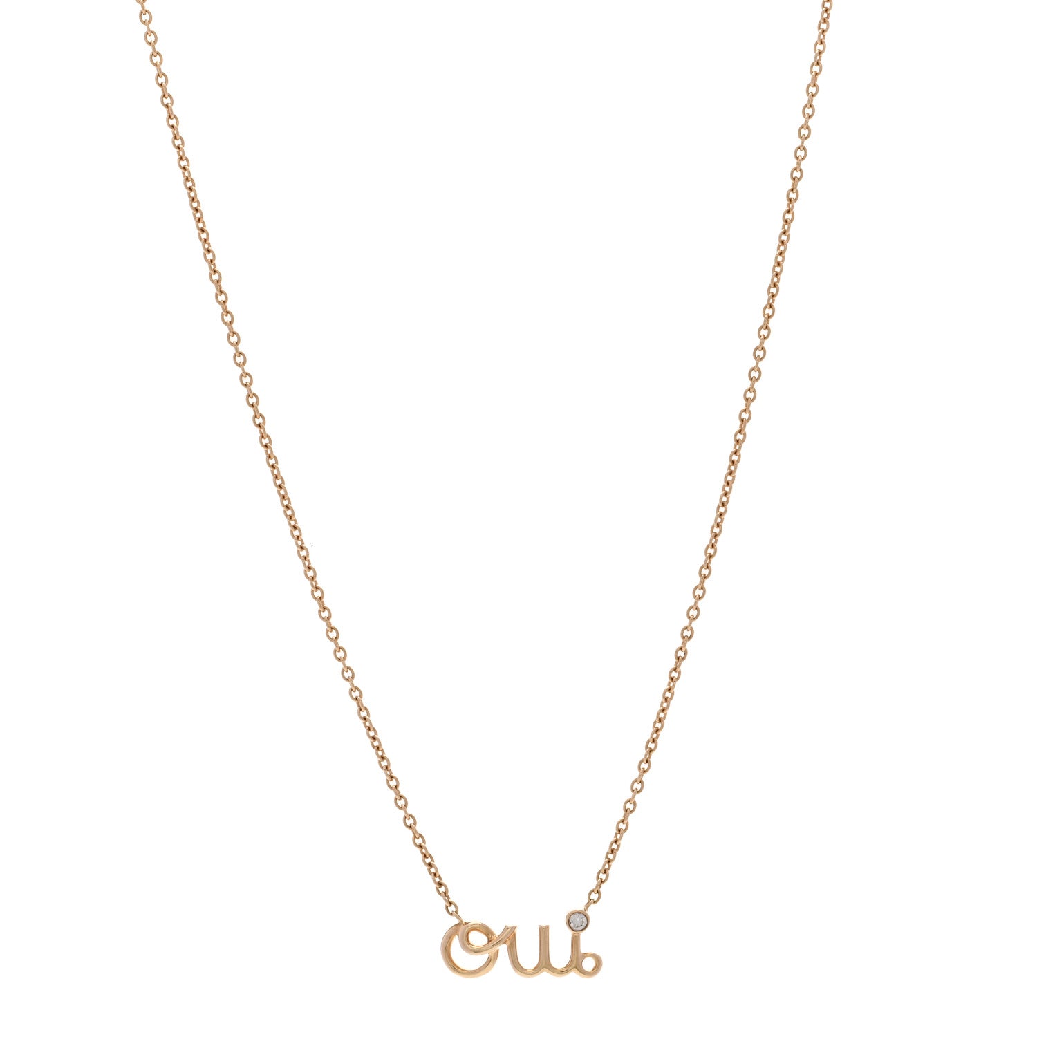 Christian Dior 18K Yellow Gold Diamond Oui Pendant Necklace 1 of 5