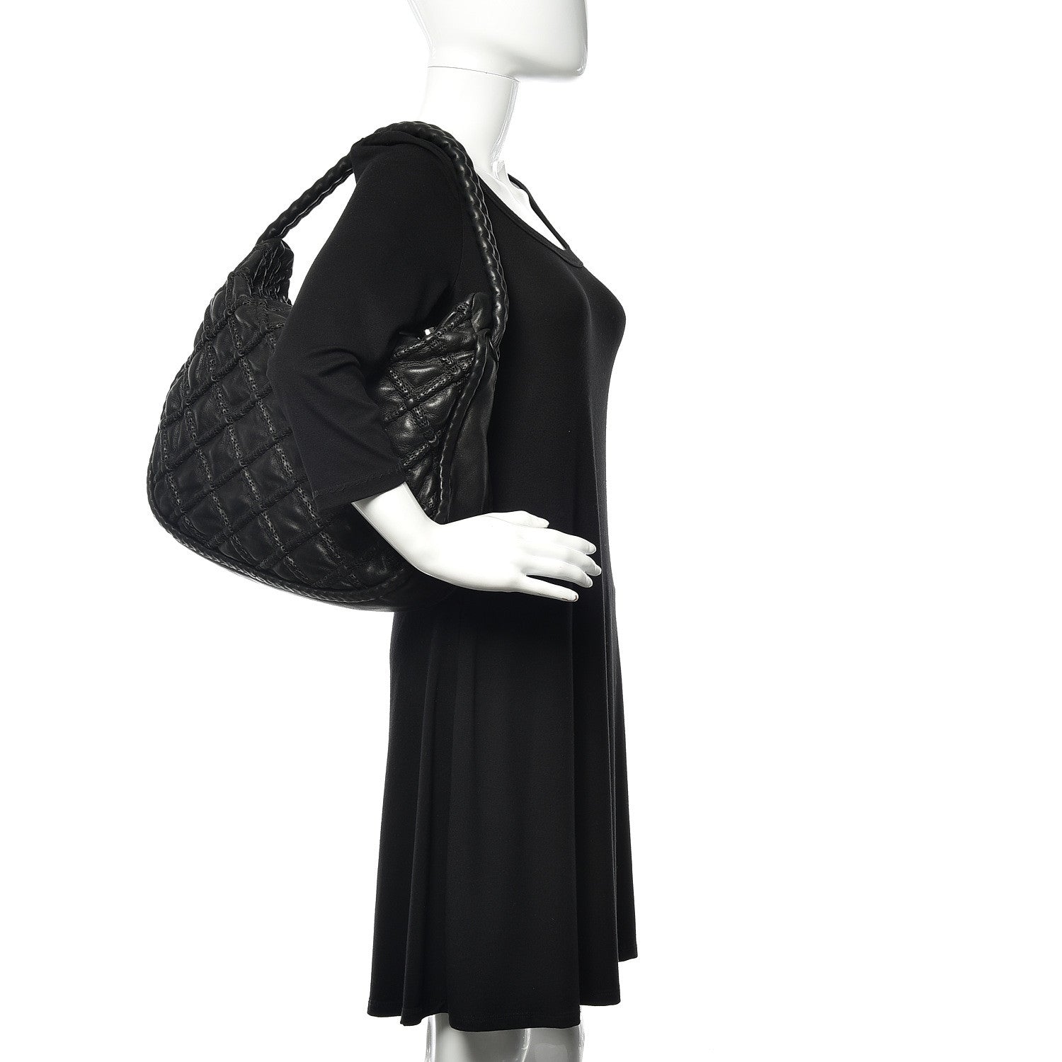 Chanel Quilted Lambskin Hidden Chain Hobo Black 2 of 10