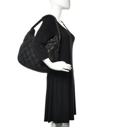 Chanel Quilted Lambskin Hidden Chain Hobo Black 2 of 10