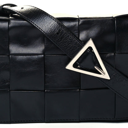 Bottega Veneta Paper Calfskin Maxi Intreccio Cassette Crossbody Bag Black 9 of 11