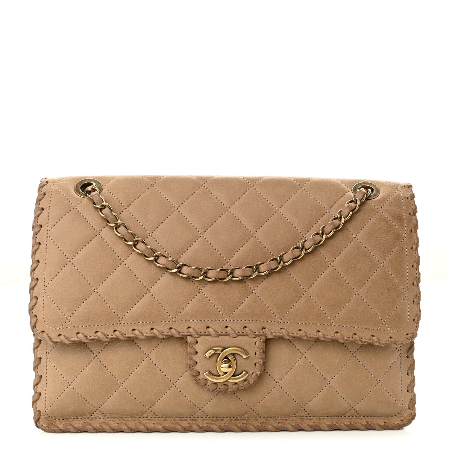 Chanel Iridescent Calfskin Jumbo Happy Stitch Flap Beige 1 of 11