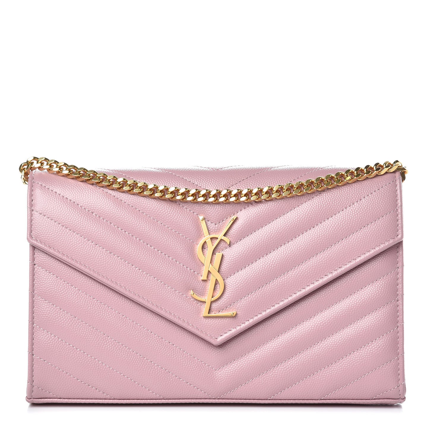Grain De Poudre Matelasse Chevron Monogram Chain Wallet Pink
