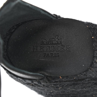 Hermes Calfskin Tipoli Espadrille Wedges 35 Black 8 of 9