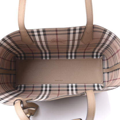 Burberry Grainy Calfskin Haymarket Check Small Reversible Tote Mid Camel 7 of 14