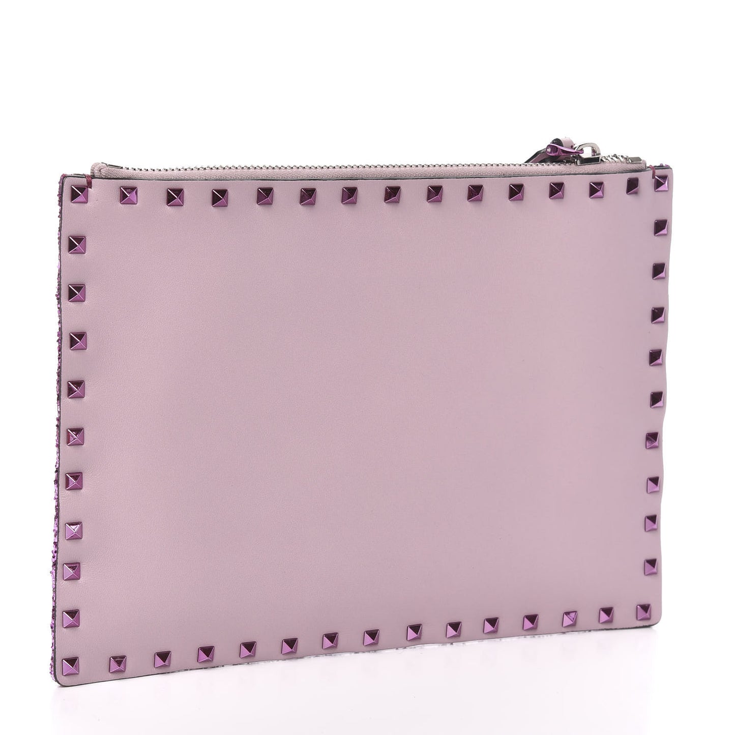 Glitter Rockstud Spike Zip Pouch Water Lilac