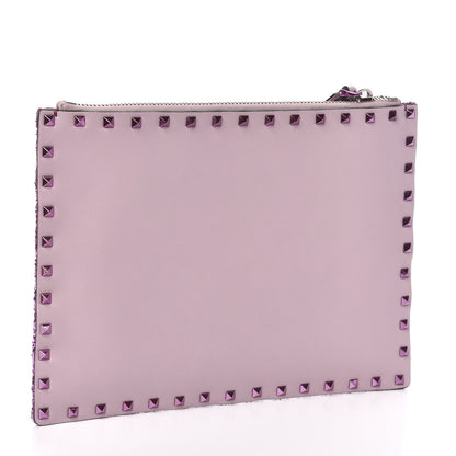Valentino Garavani Glitter Rockstud Spike Zip Pouch Water Lilac 3 of 6