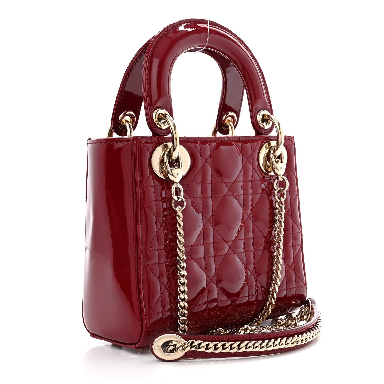 Christian Dior Patent Cannage Mini Lady Dior Red 3 of 10