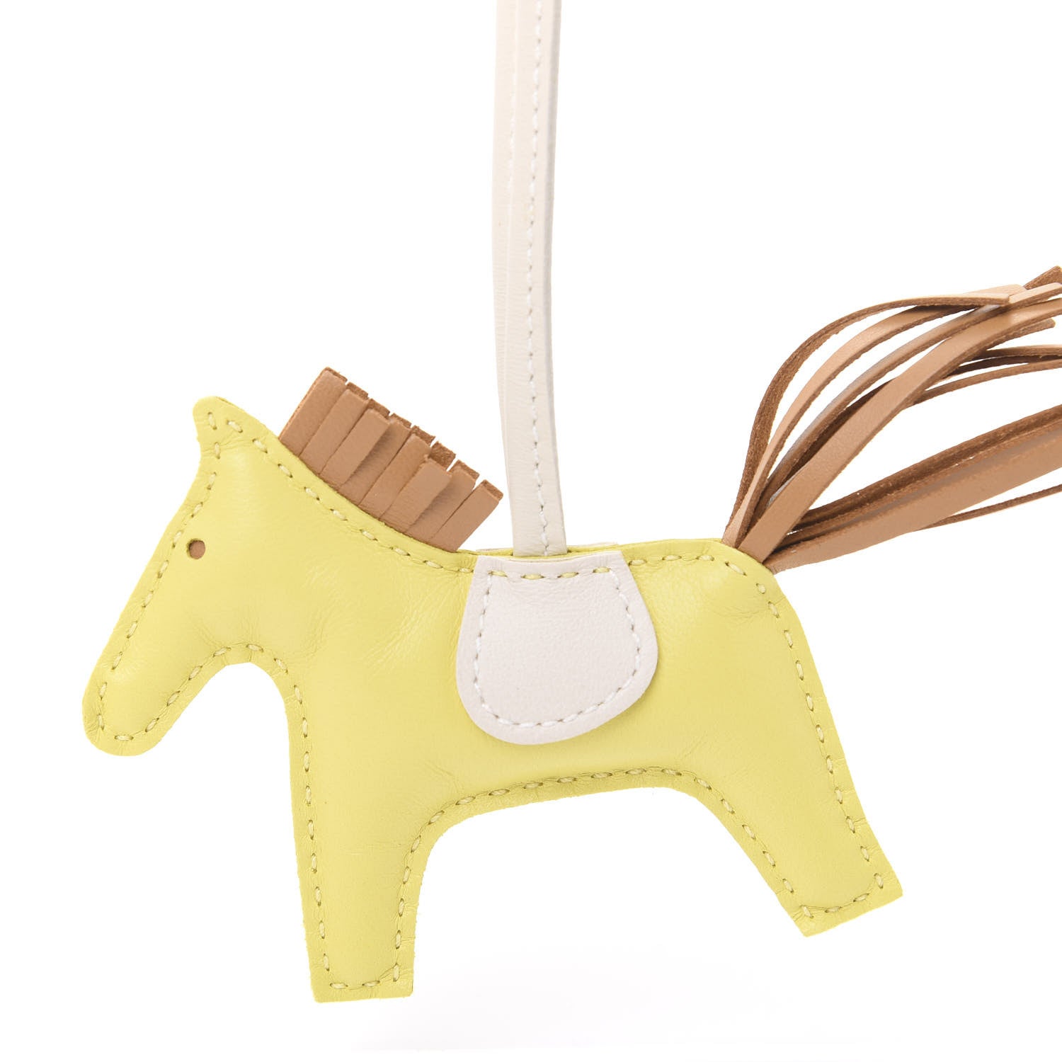 Hermes Milo Lambskin Grigri Rodeo Horse Bag Charm PM Lime Sesame Craie 3 of 4