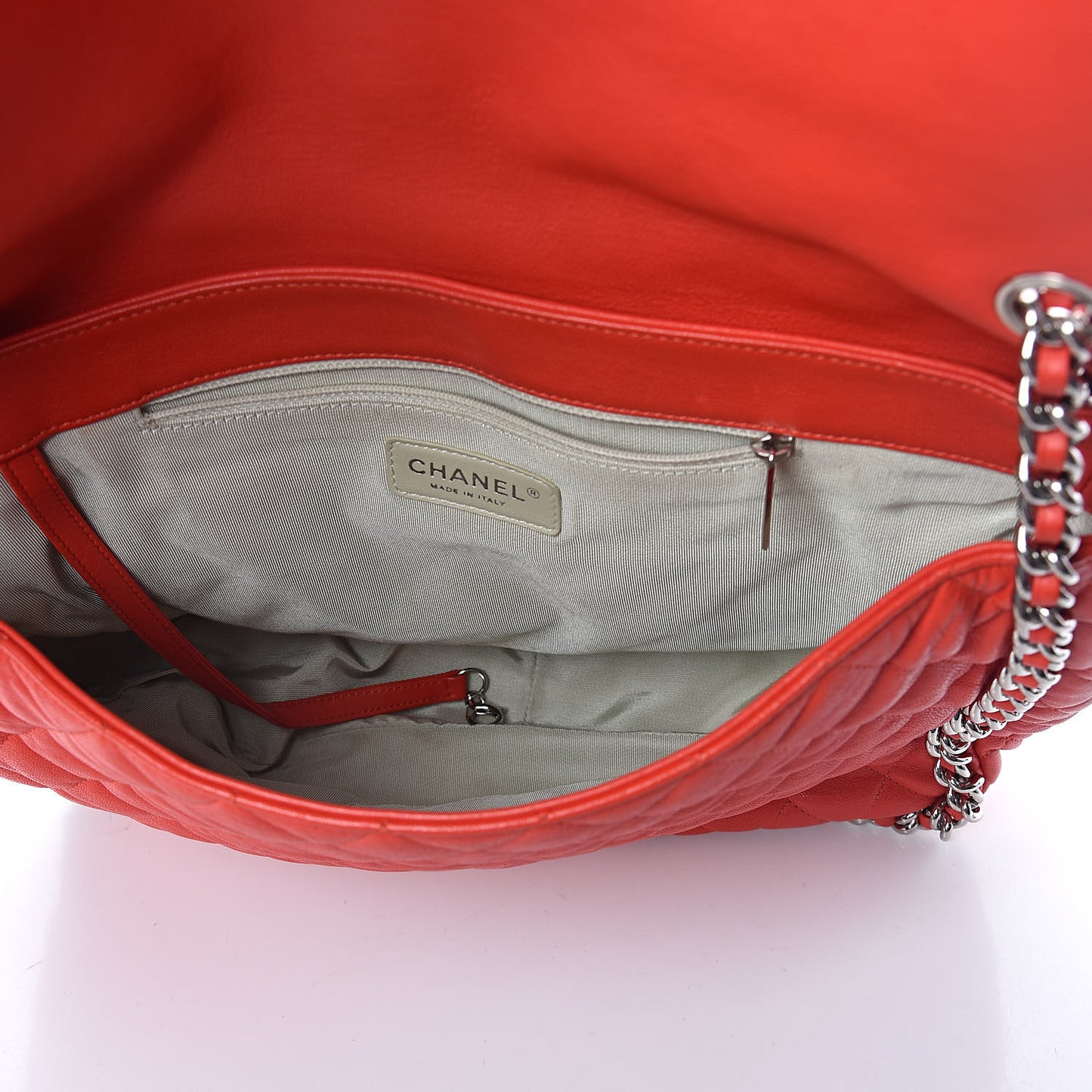 Washed Lambskin Quilted Maxi Chain Around Flap Red