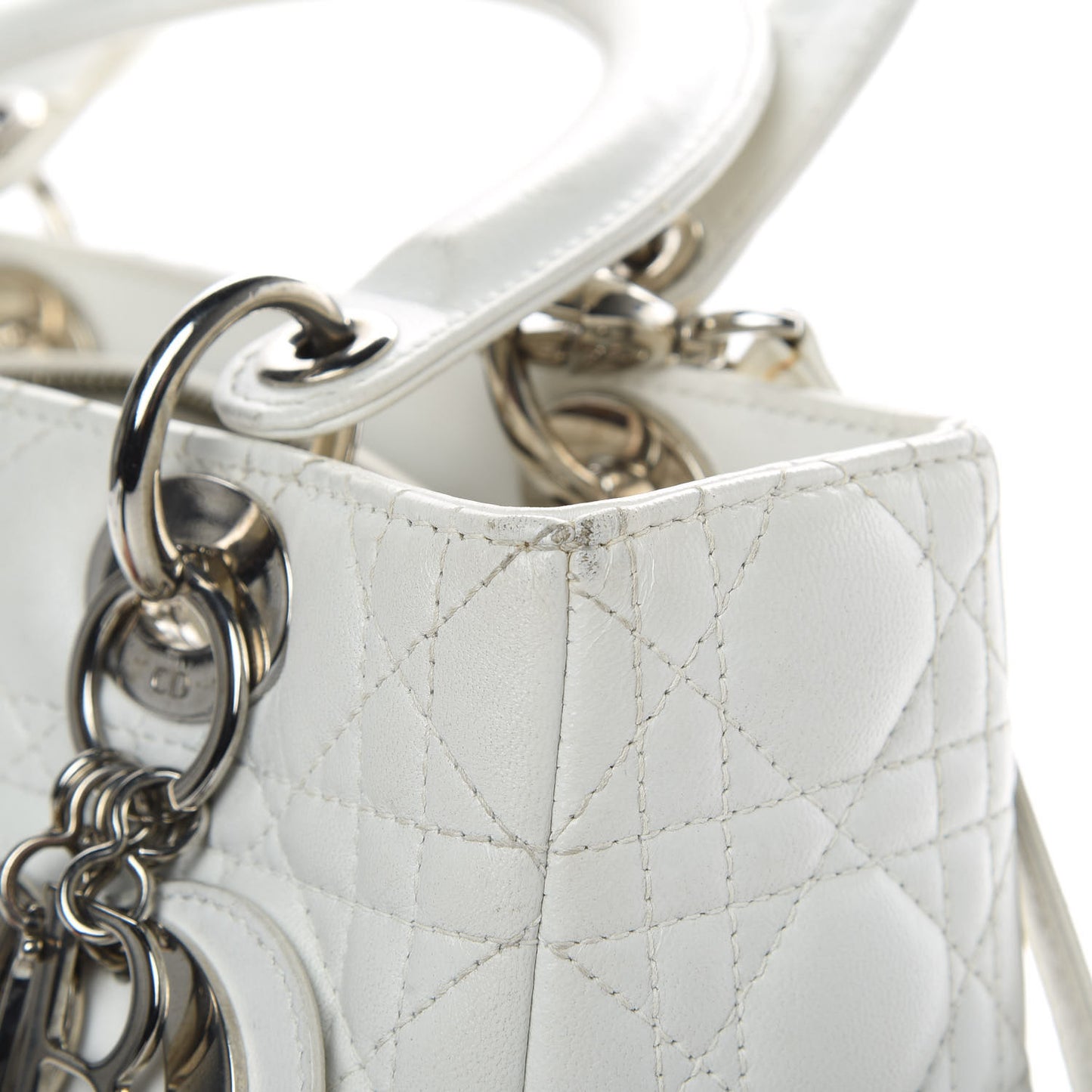 Lambskin Cannage Medium Lady Dior White