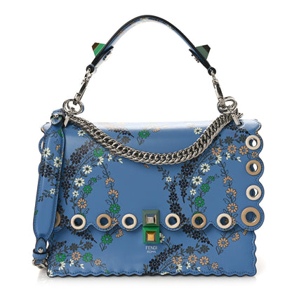 Fendi Vitello Liberty Japanese Blossom Scalloped Studded Grommet Kan I Shoulder Bag Nebula Multicolor 1 of 8