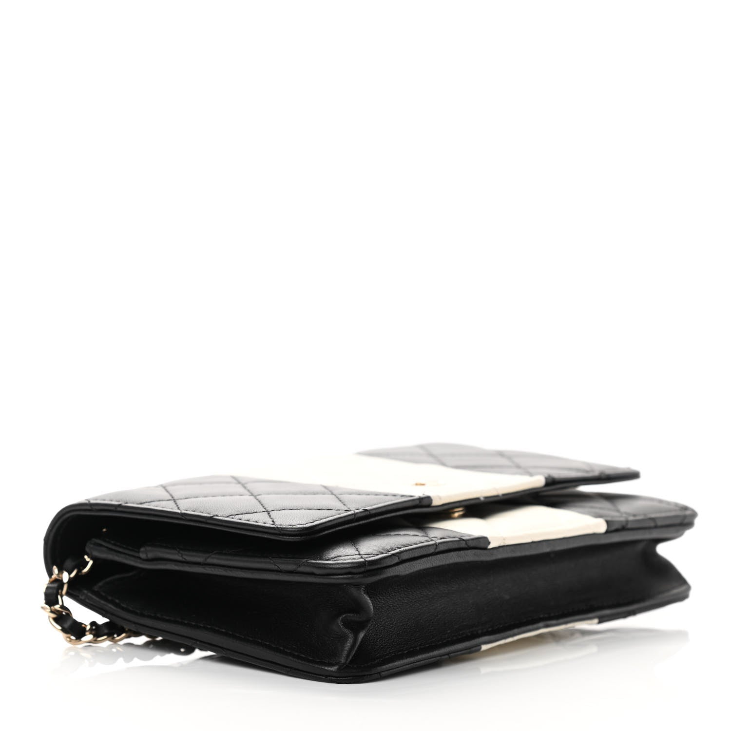 Chanel Lambskin Quilted Wallet On Chain WOC White Black 4 of 17