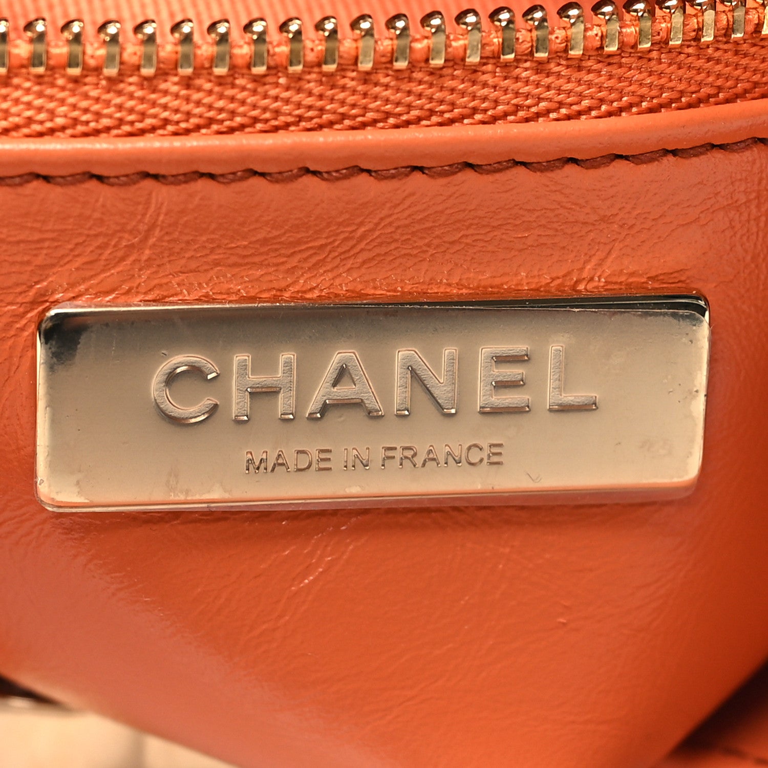 Chanel Shiny Crumpled Calfskin Quilted Mini 31 Shopping Bag Orange 6 of 10
