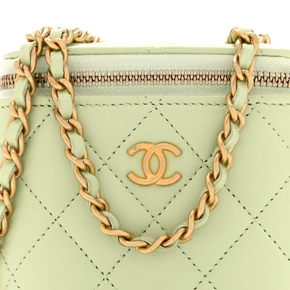 Chanel Lambskin Quilted Pearl Crush Mini Vanity Case With Chain Light Green 8 of 10