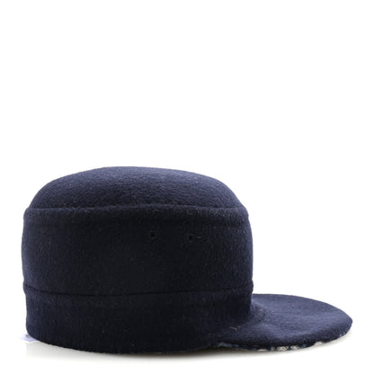 Christian Dior Wool Oblique Reversible Chic Military Cap 58 Blue 6 of 8