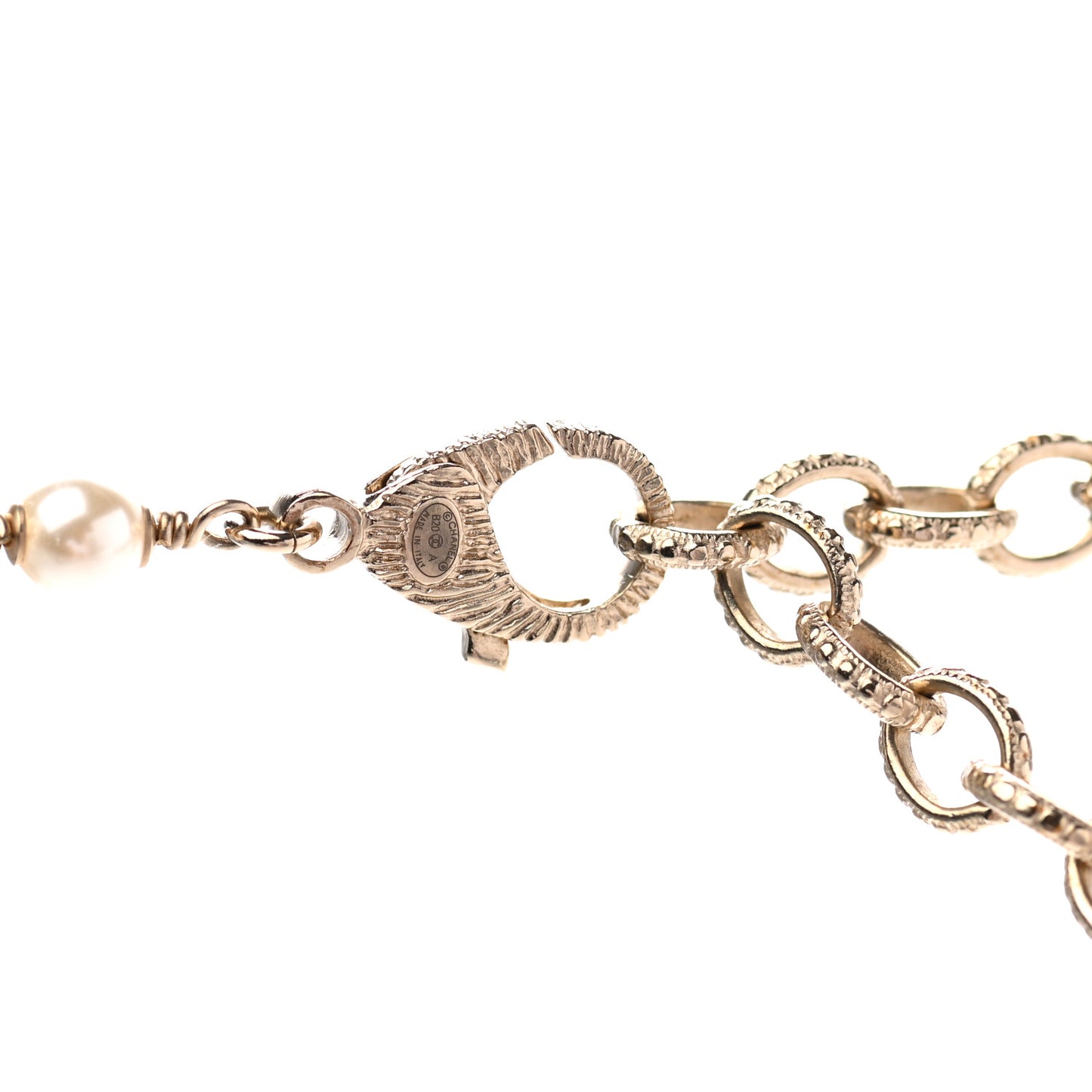 Pearl Crystal CC Long Necklace Black Gold