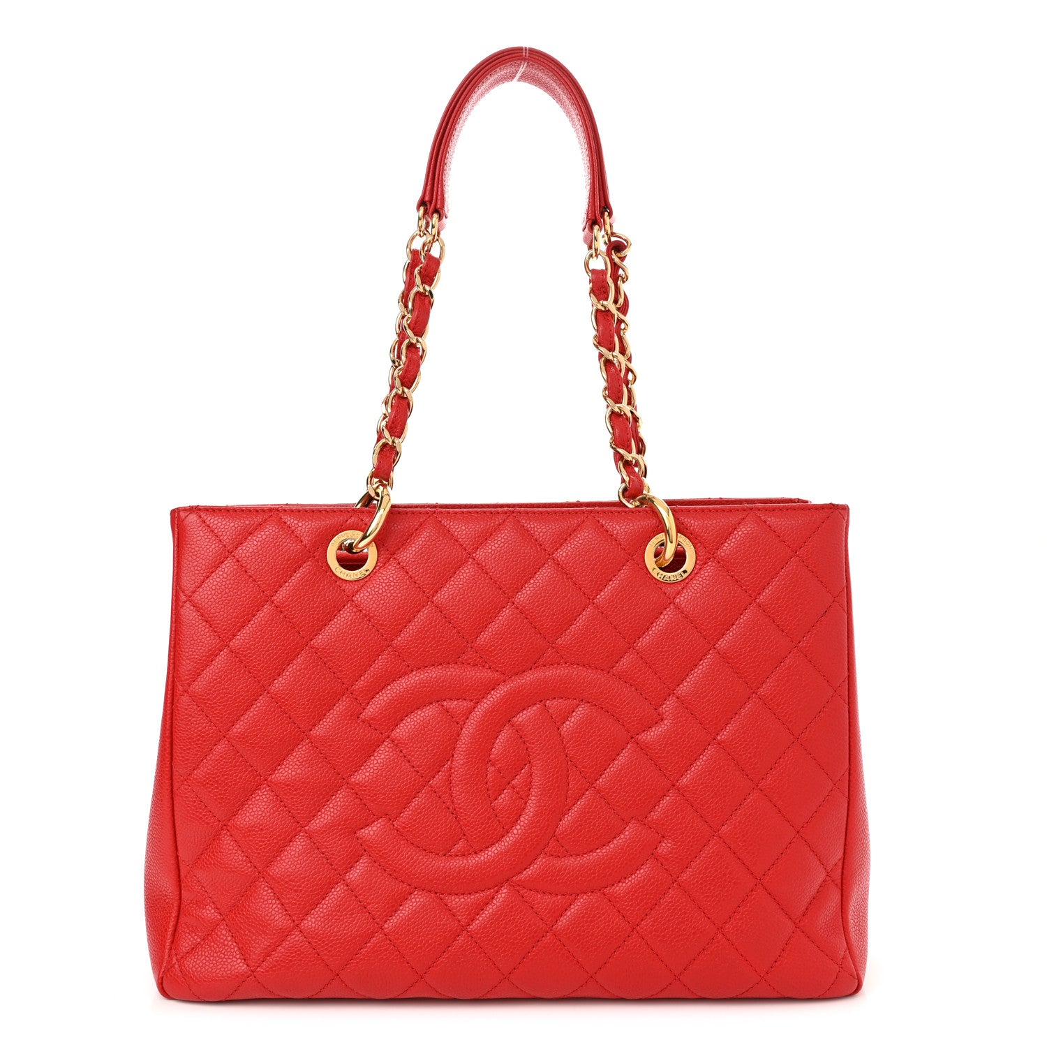 Chanel Caviar Quilted Grand Shopping Tote GST Red 1 of 15