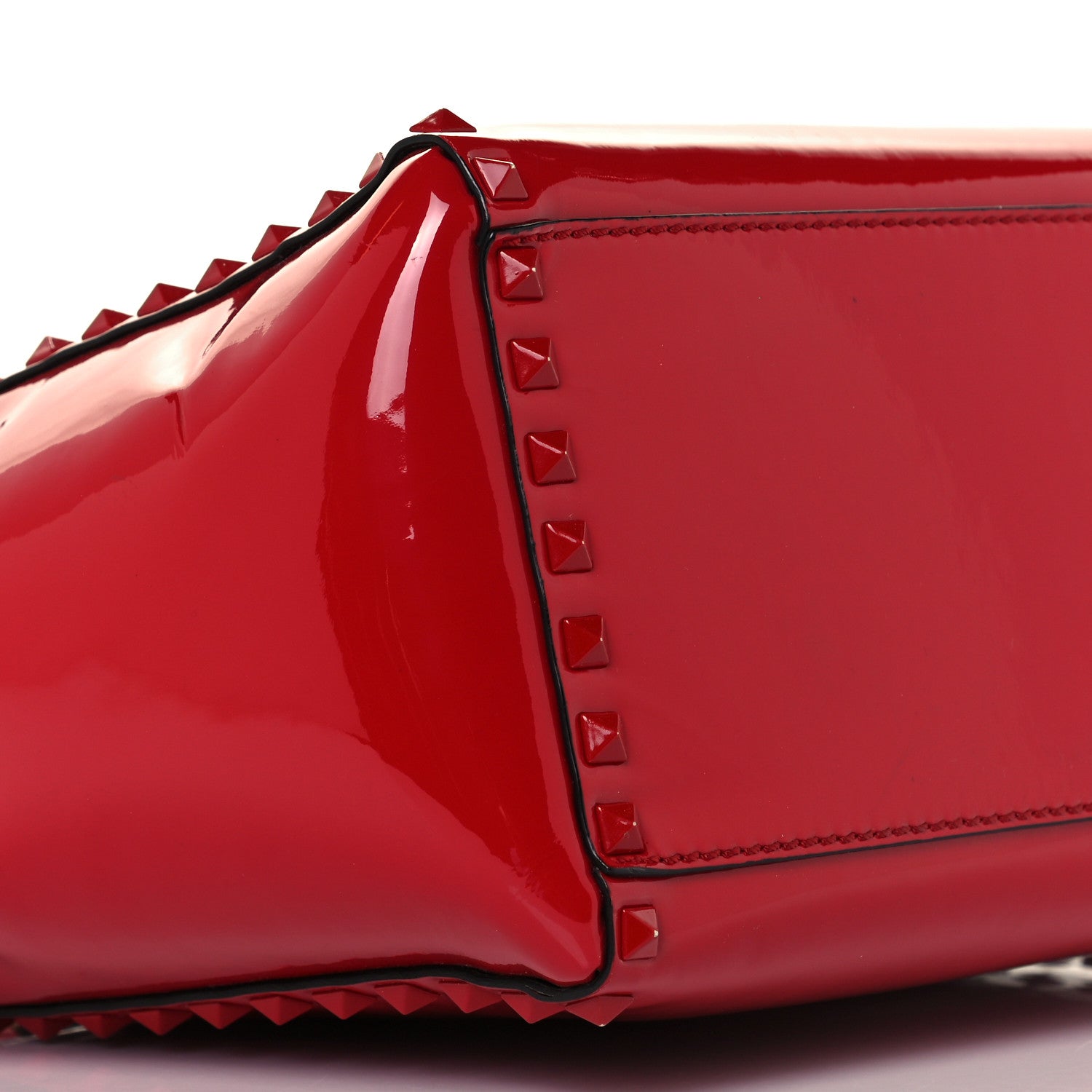 Valentino Garavani Patent Monochrome Rockstud Double Handle Tote Rosso Valentino 8 of 9