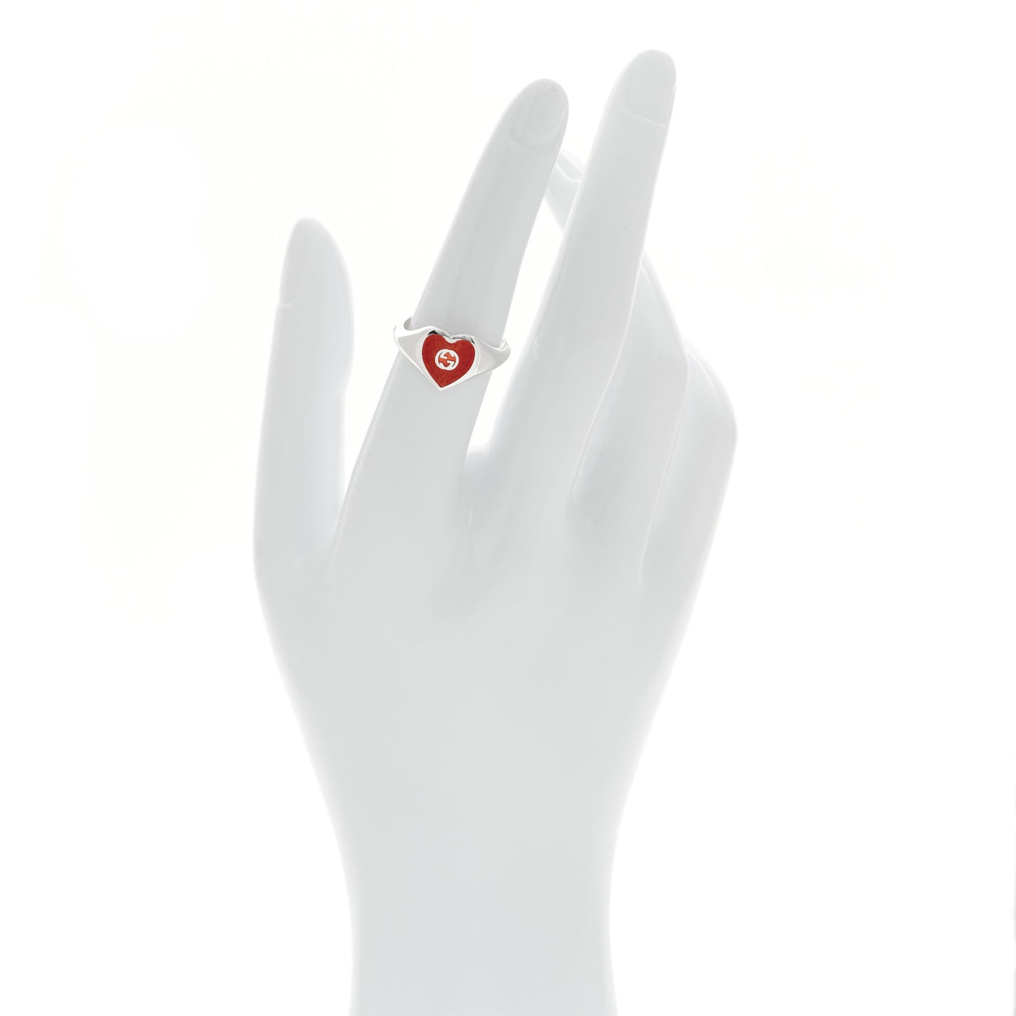 Sterling Silver Enamel Heart Ring 53 6.5 Red