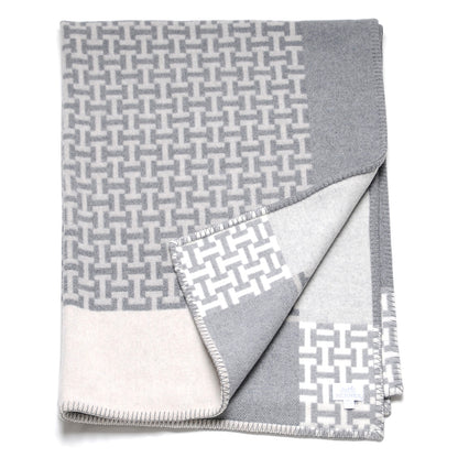 Hermes Wool Cashmere Signature Avalon Terre d'H Blanket Grey 3 of 4