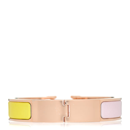 Hermes Enamel Narrow Clic Clac H Fusion Bracelet PM Rose Candeur Jaune Tennis 2 of 4
