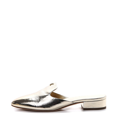 Chanel Metallic Sheepskin Mules 37.5 Gold 1 of 11