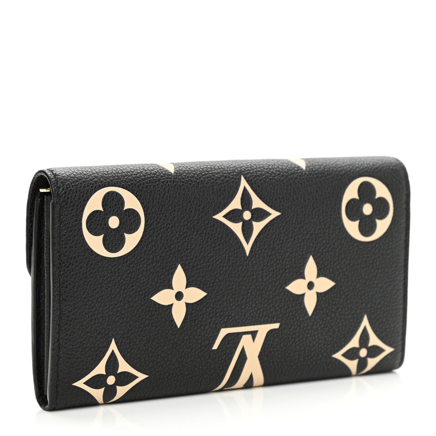 Louis Vuitton Monogram Empreinte Giant Sarah Wallet Black Beige 3 of 8