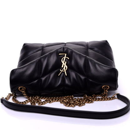 Saint Laurent Lambskin Quilted Toy Loulou Puffer Monogram Chain Satchel Black 19 of 23