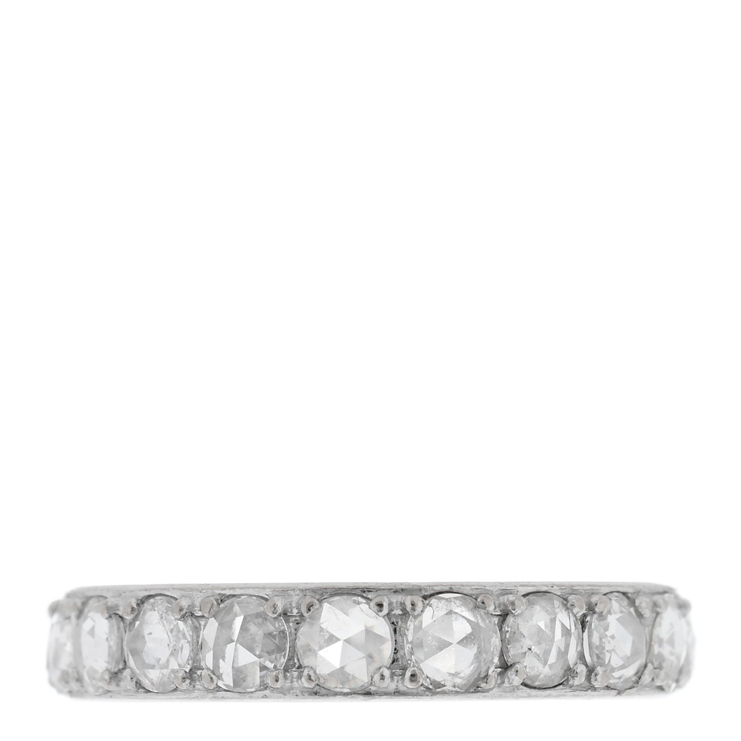 18K White Gold Diamond Metro Rose Cut Eternity Band Ring 53 6.25