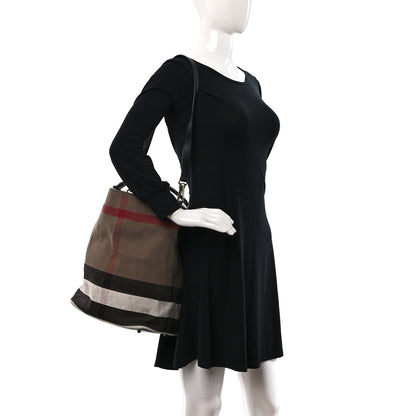 Burberry Canvas Mega Check Medium Susanna Hobo Black 2 of 9