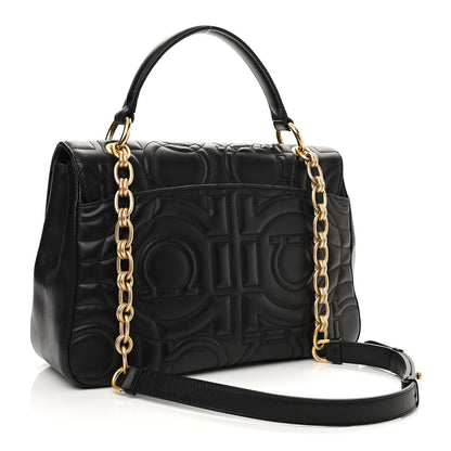 Salvatore Ferragamo Calfskin Quilted Gancini Flap Bag Black 3 of 11