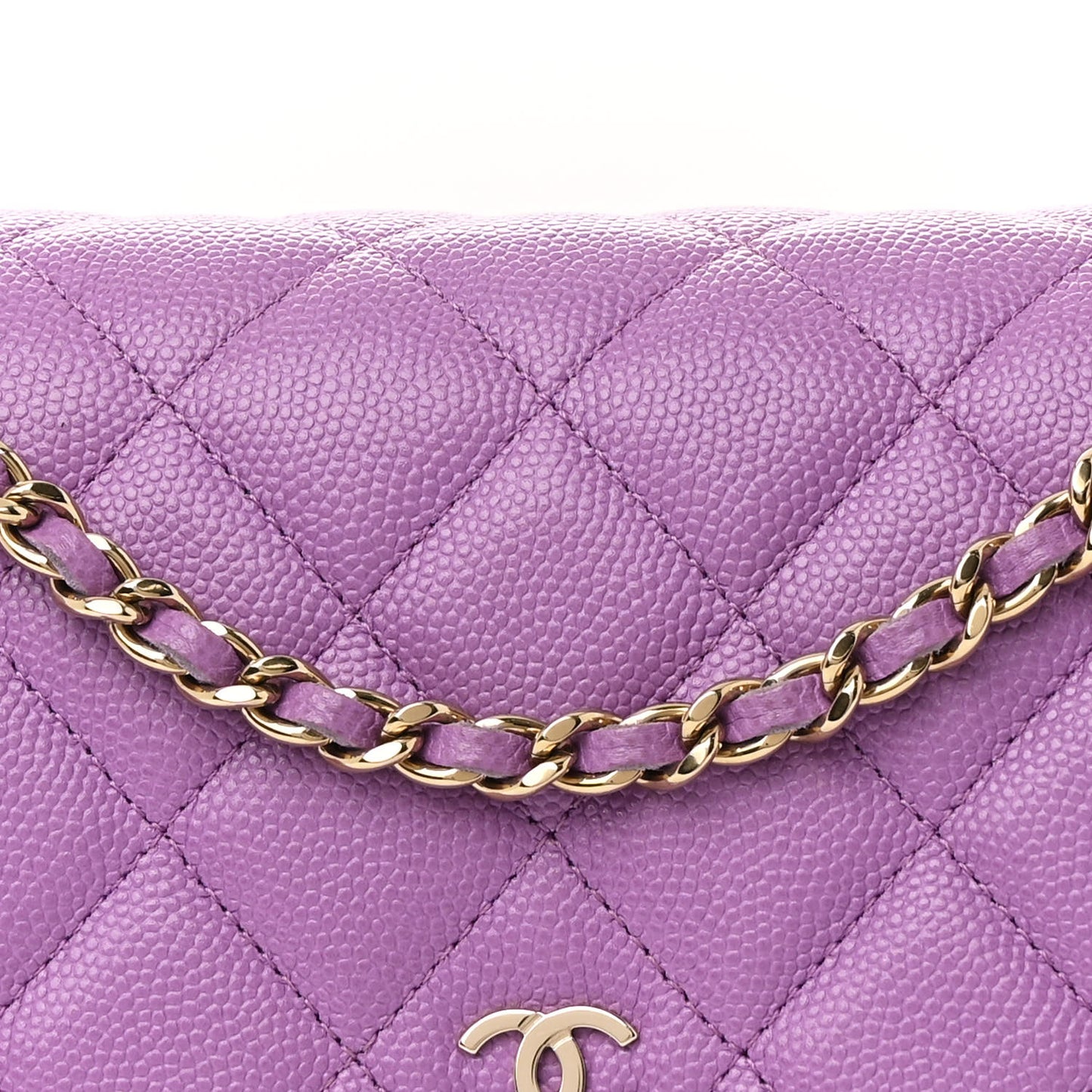 Caviar Quilted Wallet On Chain WOC Purple