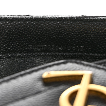 Saint Laurent SAINT LAURENT Grain De Poudre Matelasse Chevron Monogram Flap Wallet Black 7 of 7