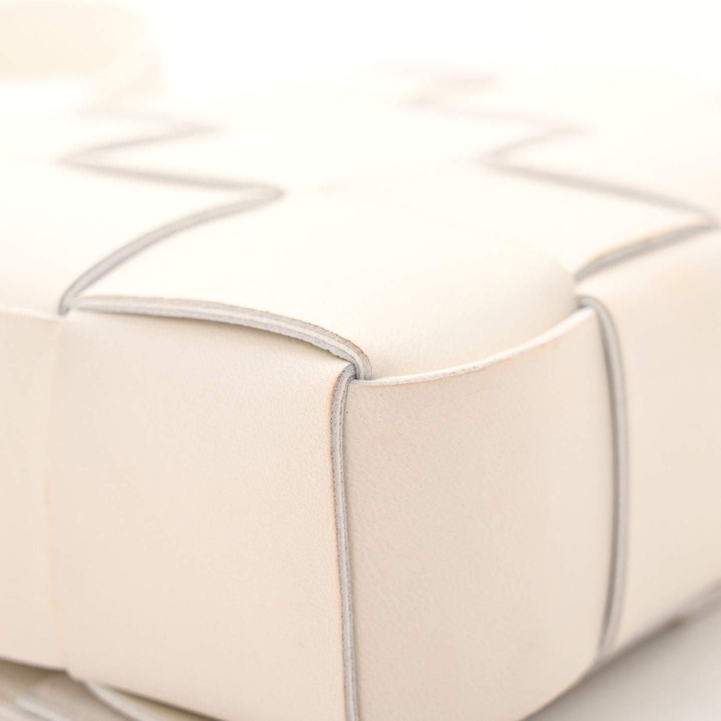 Lambskin Maxi Intrecciato Cassette Crossbody Bag White