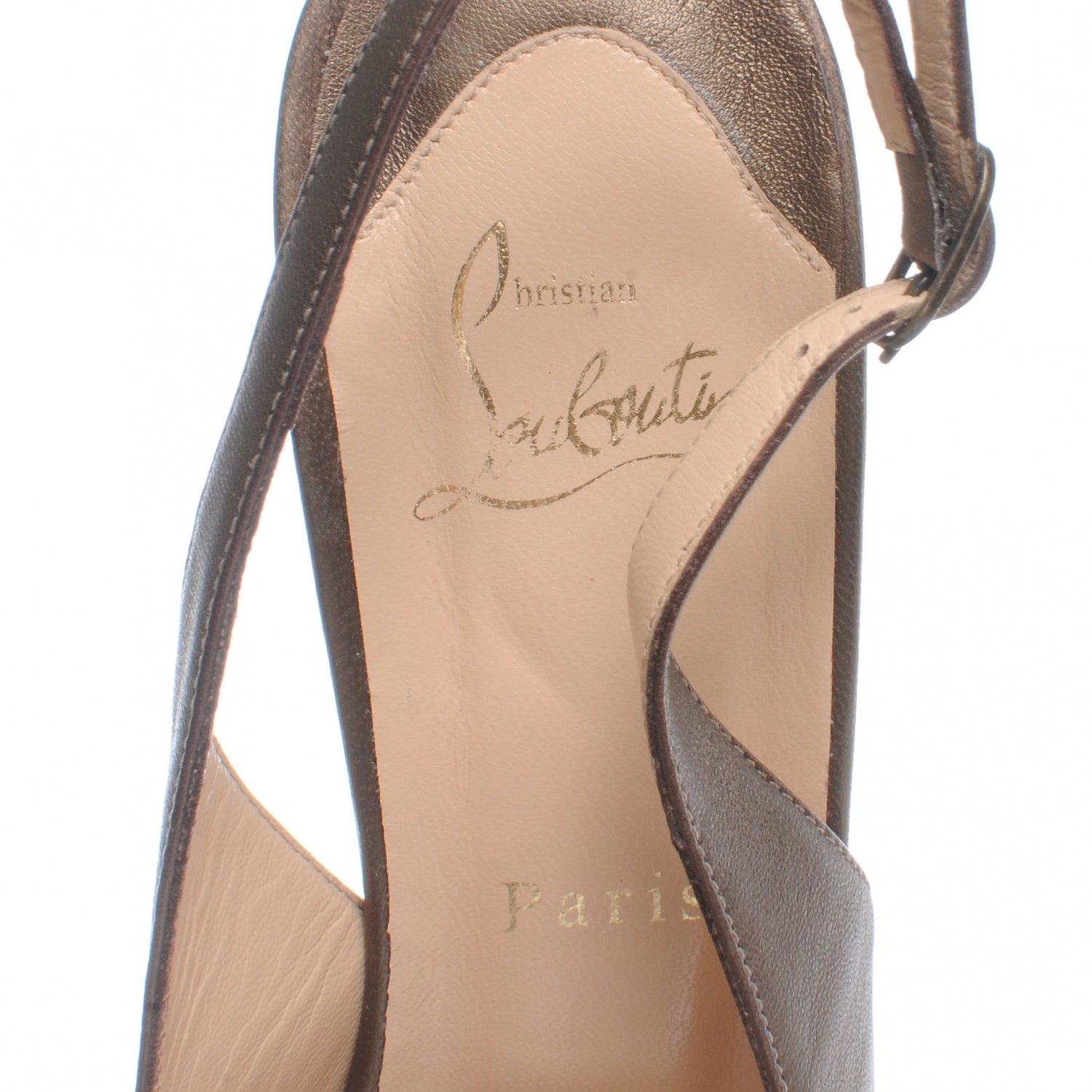 Christian Louboutin Leather Ecoplus 100 Slingback Heels 40 Bronze 7 of 7
