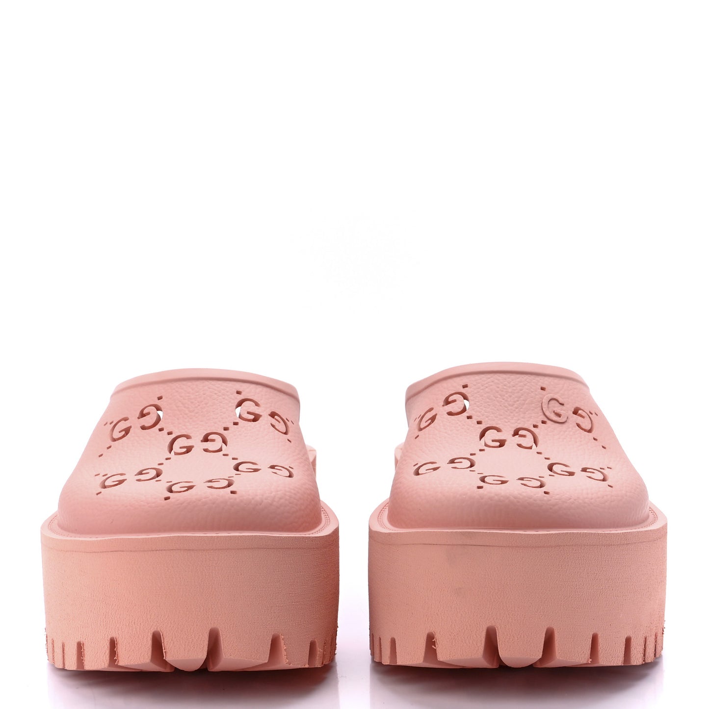 Rubber GG Monogram Perforated Elea Platform 55mm Lug Sole Sandals 40 Peachy Chic