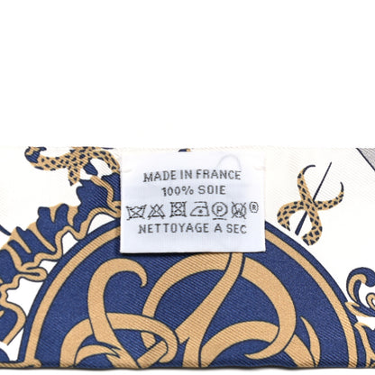 Hermes Silk Ex-Libris Twilly White Marine Gris 4 of 4