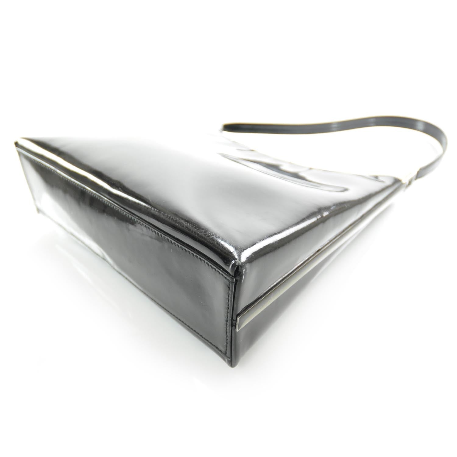 FASHIONPHILE SALVATOREFERRAGAMOPatentLeatherBoxShoulderBagBlack 4 of 8