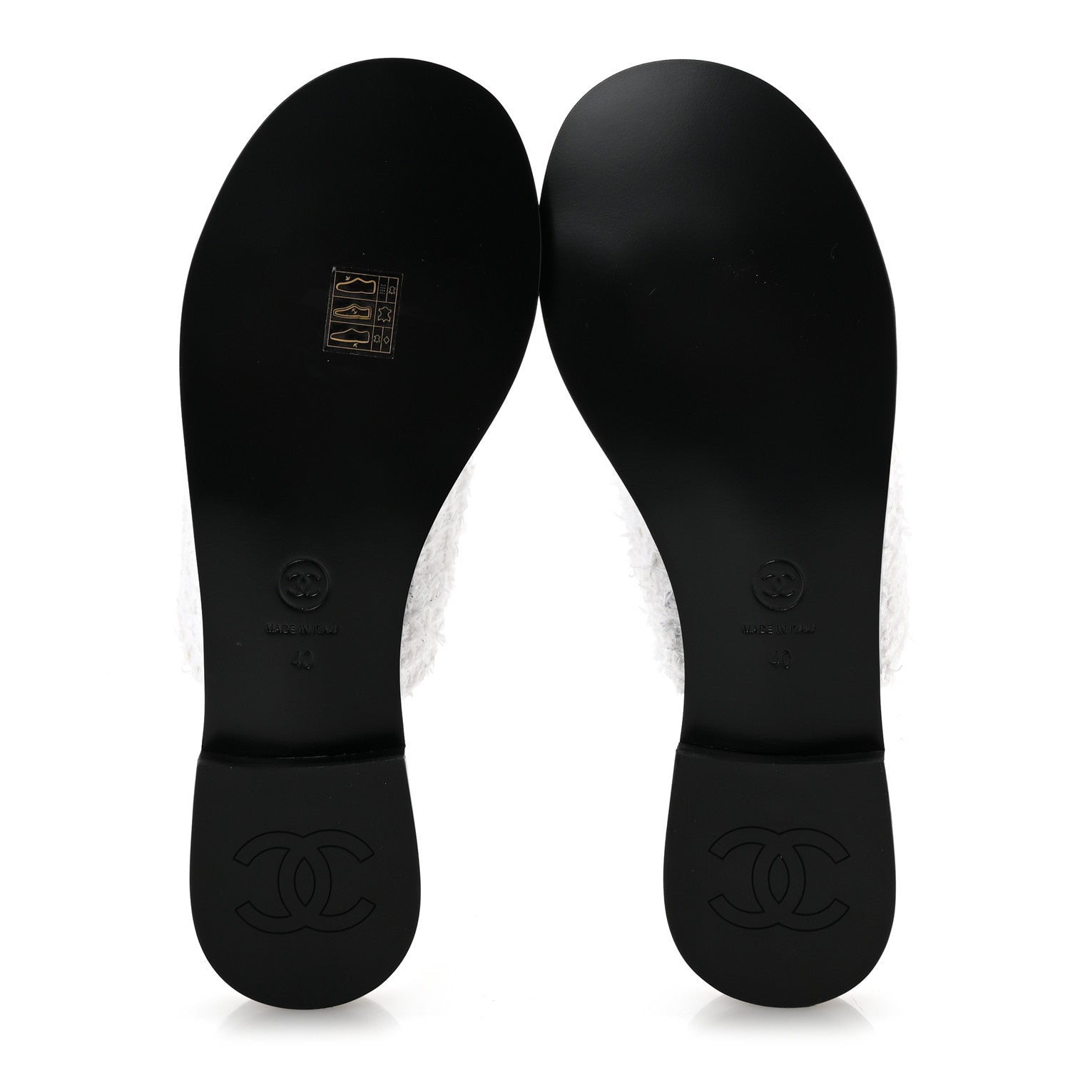 Chanel Cotton Tweed Fabric Lambskin CC Thong Sandal 40 White Gold Black 6 of 10