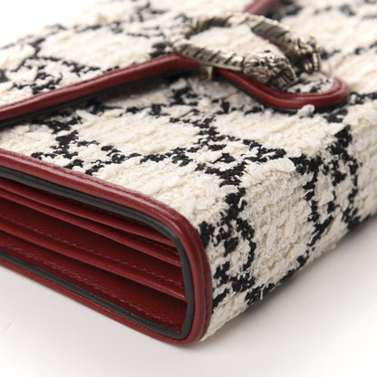 Gucci Tweed GG Monogram Mini Dionysus Chain Wallet White Black Romantic Cherry 6 of 10