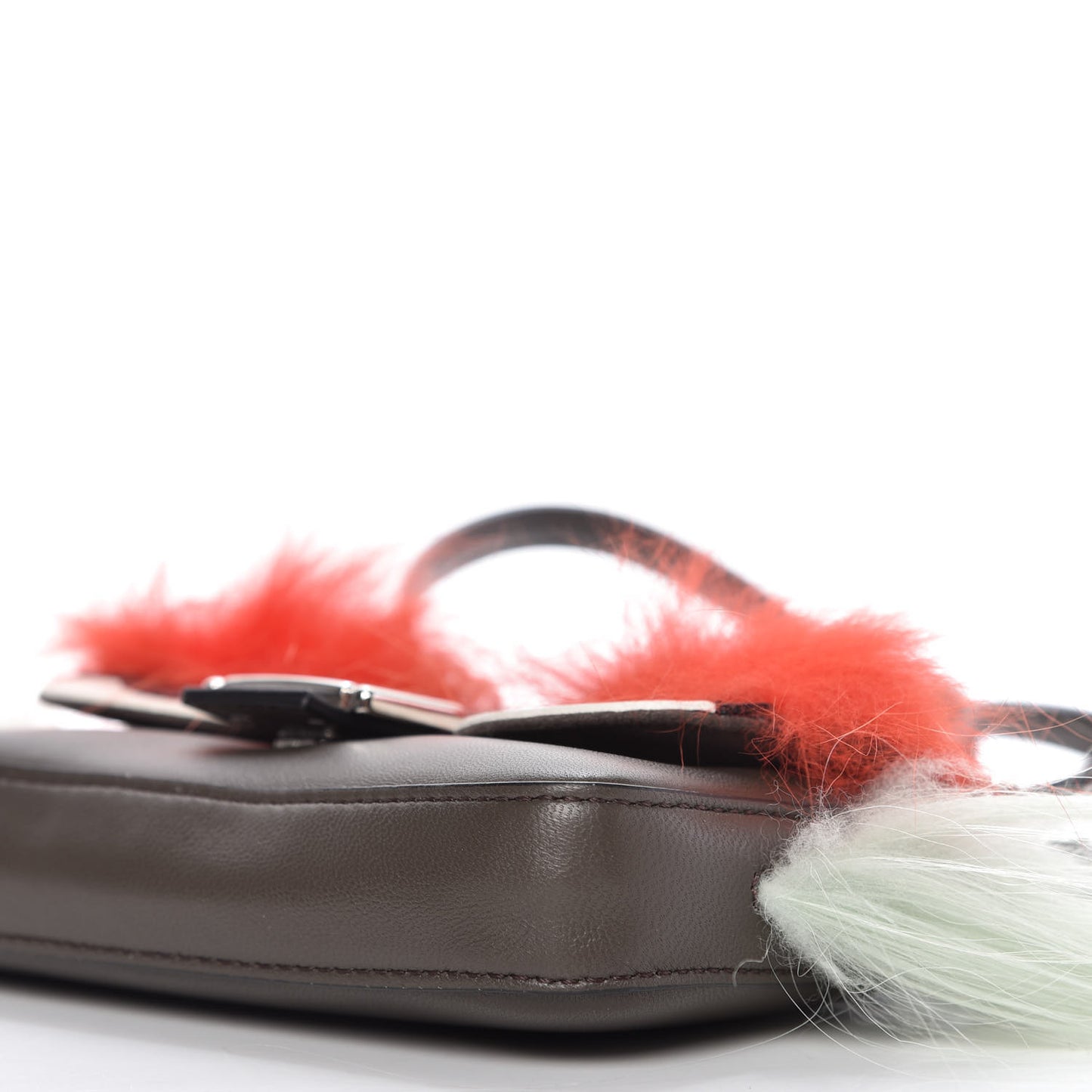 Nappa Shatoosh Fox Goat Fur Monster Micro Baguette Carbone Tangerine Luna