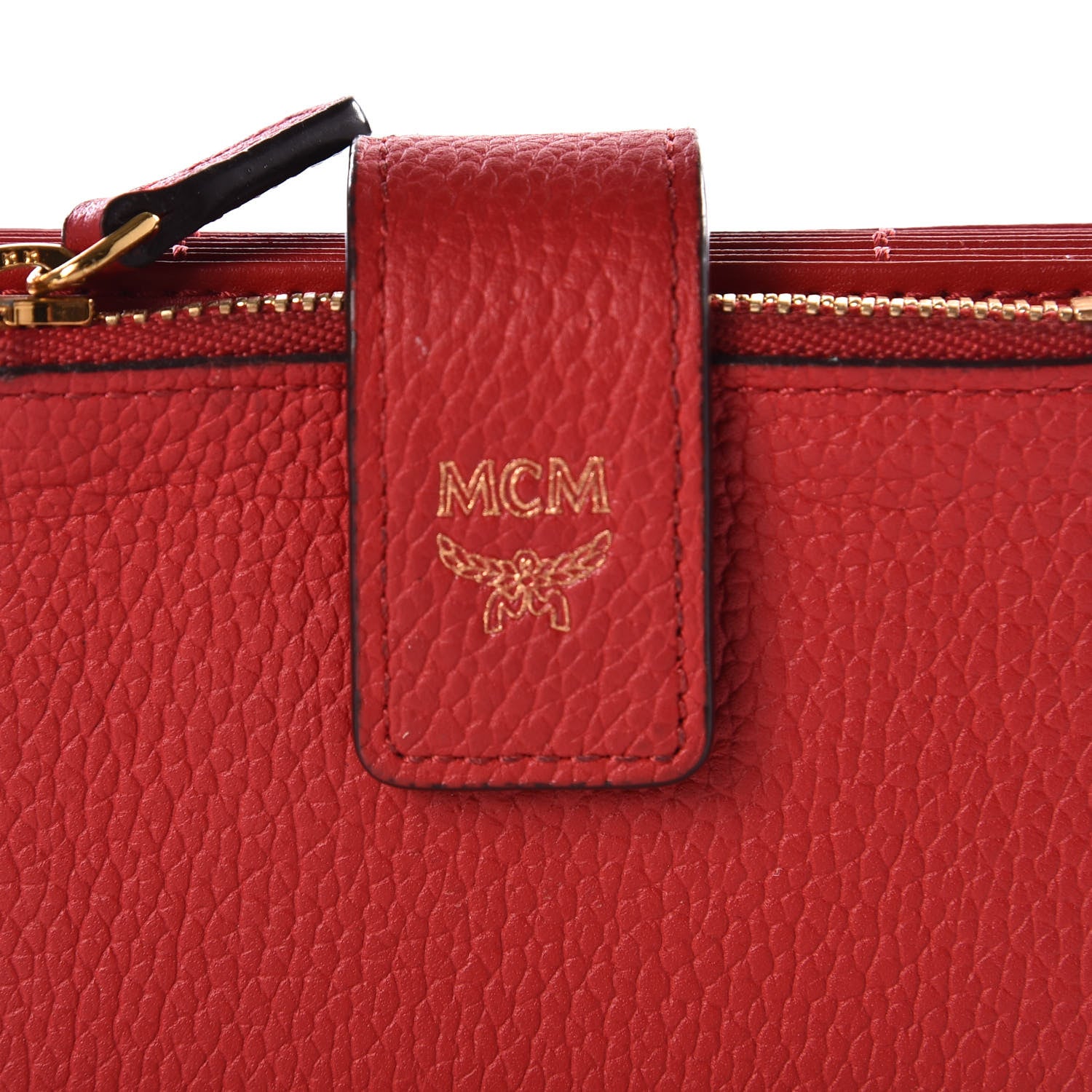 MCM Grained Calfskin Milla Accordion Card Case Red 8 of 9