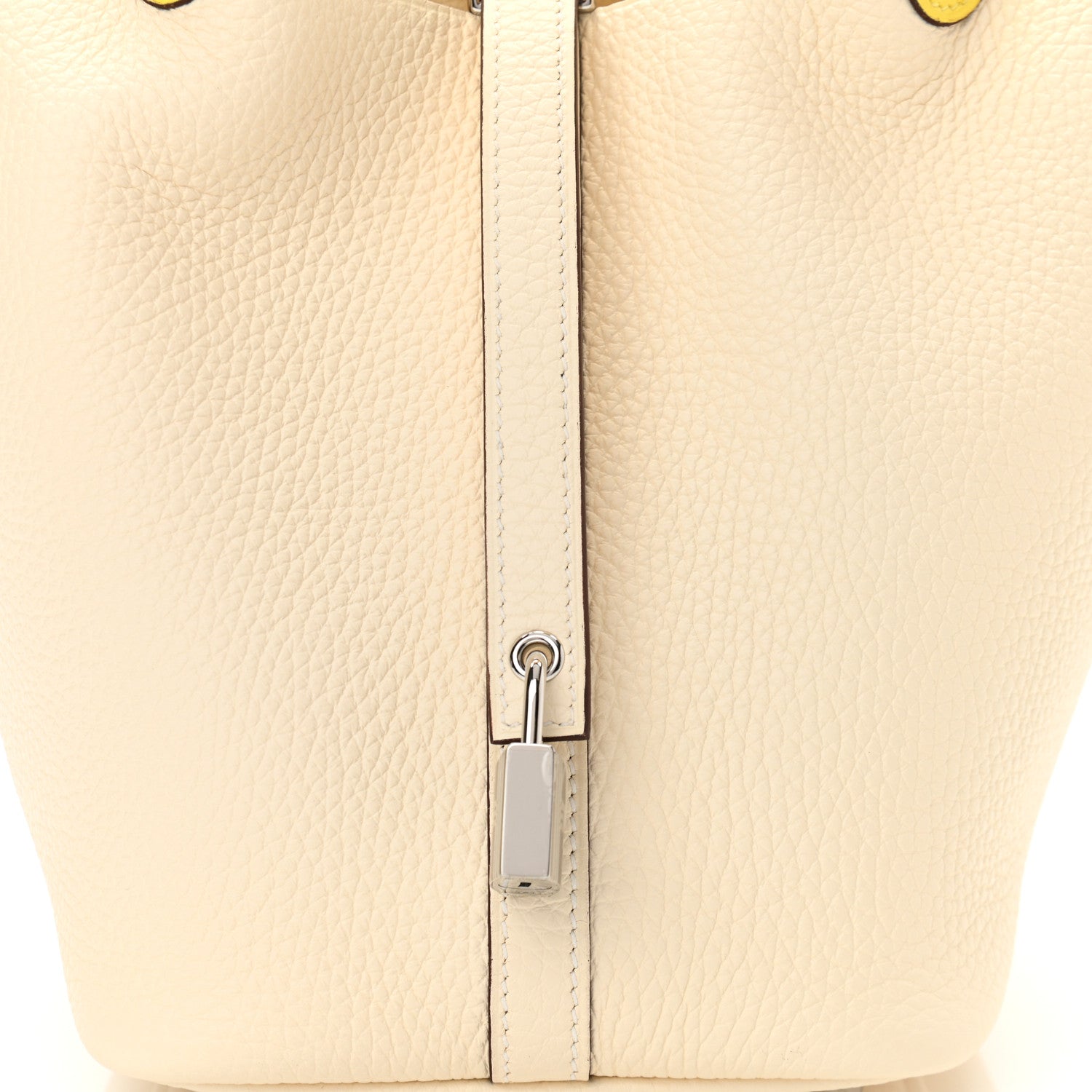 Hermes Taurillon Clemence Ostrich Touch Picotin Lock 18 PM Nata Jaune Citron 8 of 11