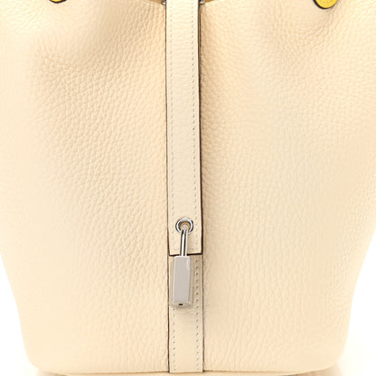 Hermes Taurillon Clemence Ostrich Touch Picotin Lock 18 PM Nata Jaune Citron 8 of 11