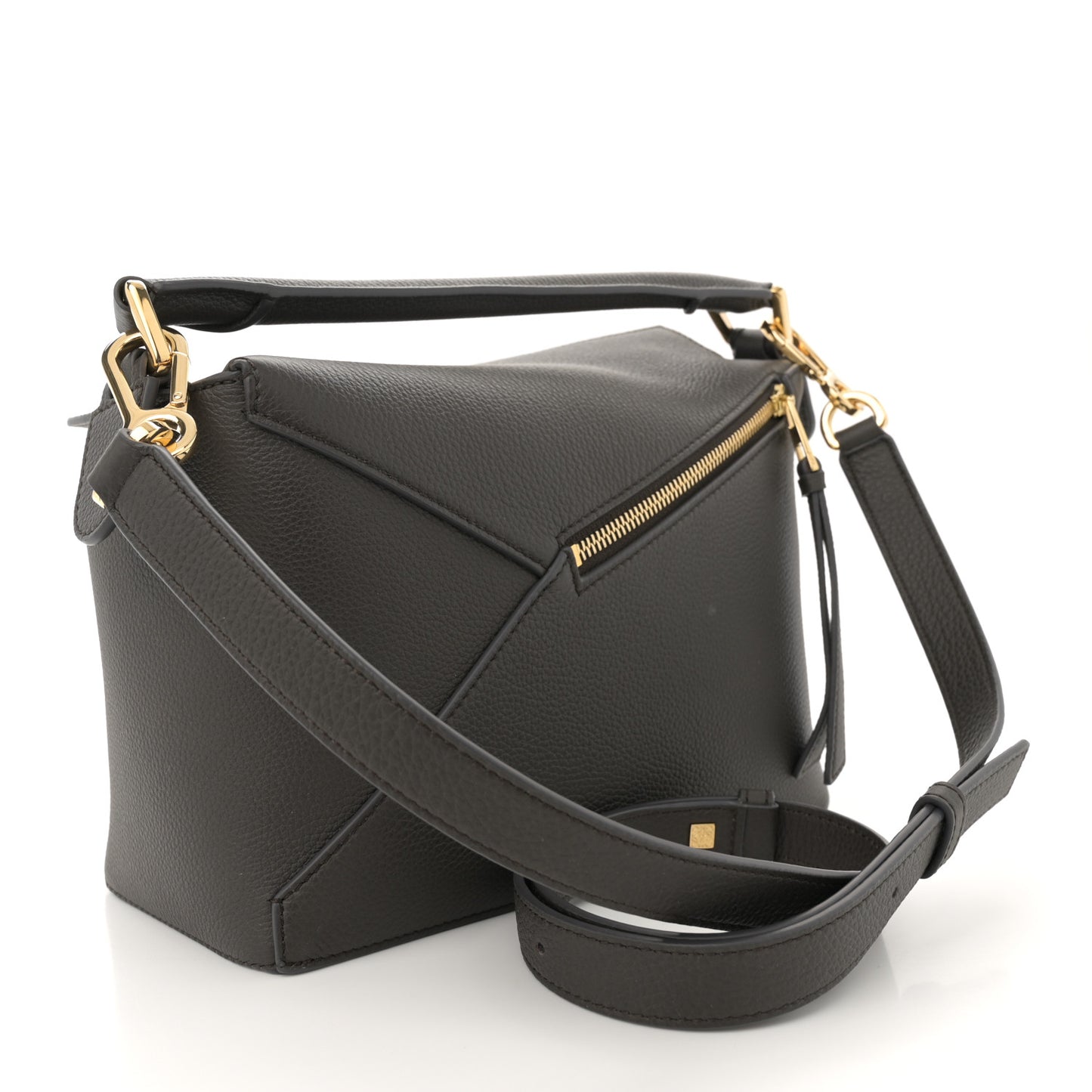 Soft Grained Calfskin Small Puzzle Edge Bag Dark Grey