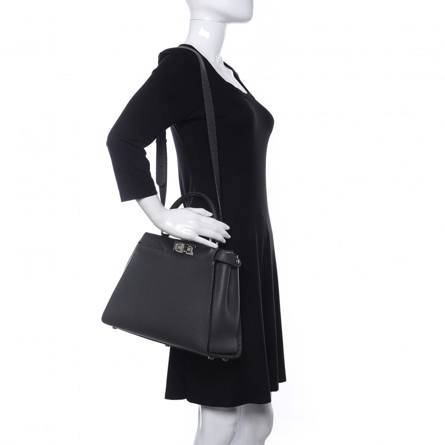 Cuoio Romano Selleria Bi-Color Medium Peekaboo Iconic Satchel Asfalto Latte