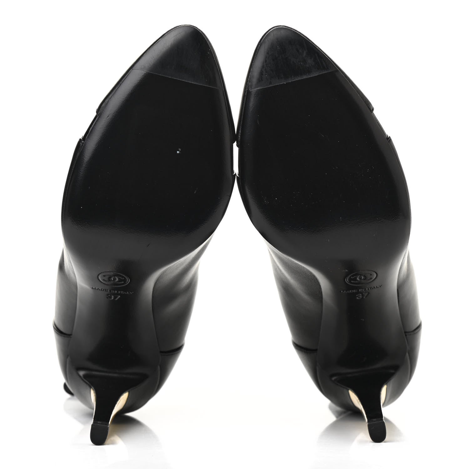 Chanel Patent Lambskin CC Cap Toe Ankle Booties 37 Black 6 of 9