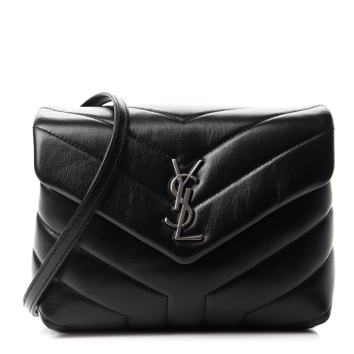 Calfskin Y Quilted Monogram Toy Loulou Crossbody Bag Black