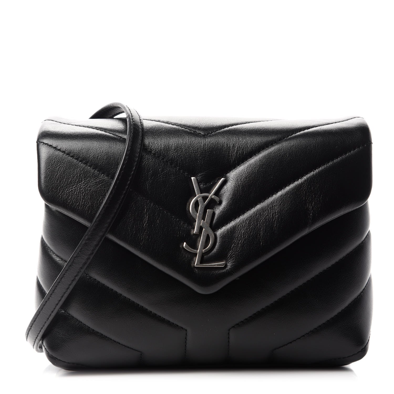 Saint Laurent Calfskin Y Quilted Monogram Toy Loulou Crossbody Bag Black 1 of 12
